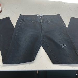 Paige mid rise distressed ankle length black denim